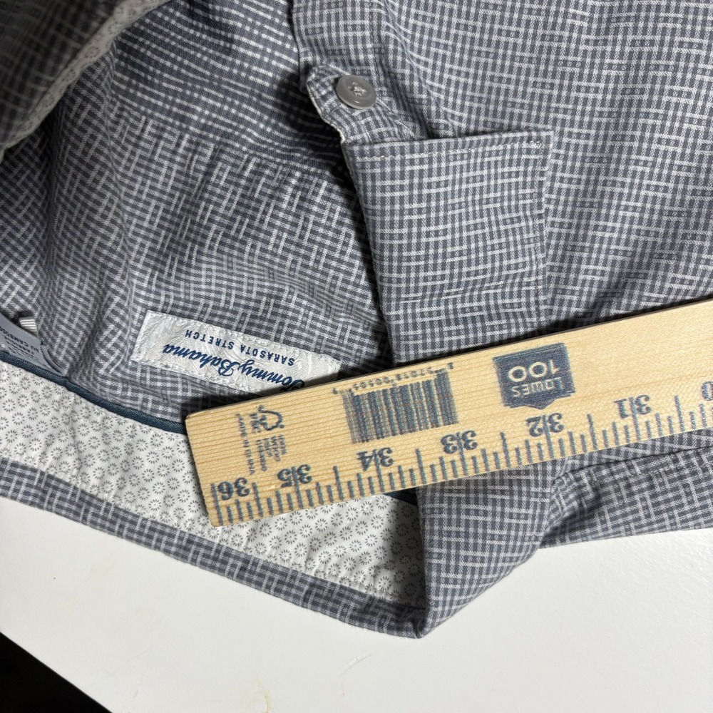 Tommy Bahama Sarasota Stretch Mens XXL Grey White Grid Long Sleeve Button Shirt - Picture 8 of 15